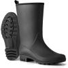 imageHISEA Women Rubber Boots Wide Calf Rain Boots Matte Surface Waterproof PVC Rubber Rain Boot Mid Height Rain Shoes for Outdoor Gardening Work WalkingBlack