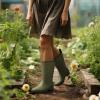 imageHISEA Women Rubber Boots Wide Calf Rain Boots Matte Surface Waterproof PVC Rubber Rain Boot Mid Height Rain Shoes for Outdoor Gardening Work WalkingOlive Green