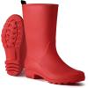 imageHISEA Women Rubber Boots Wide Calf Rain Boots Matte Surface Waterproof PVC Rubber Rain Boot Mid Height Rain Shoes for Outdoor Gardening Work WalkingRed
