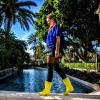 imageHISEA Womens Mid Calf Rain Boots Waterproof Garden Shoes AntiSlipping Rainboots for Ladies with Comfort Insole Short Wellies Rubber Rain Shoes Outdoor Work BootsYellow