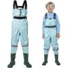 imageHISEA Kids Chest Waders Youth Fishing Waders for Toddler Children Waterproof Hunting Waders with Boots ampamp Reflect Safety BandBlue