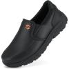 imageHISEA Mens Leather Non Slip Food Service Shoes Water ampamp Oil Resistant Comfortable Breathable Lightweight Slip Resistant Shoes for Men for Kitchen Restaurant Slipon Chef Walking ShoesBlack