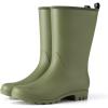 imageHISEA Women Rubber Boots Wide Calf Rain Boots Matte Surface Waterproof PVC Rubber Rain Boot Mid Height Rain Shoes for Outdoor Gardening Work WalkingOlive Green