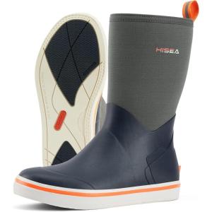 imageHISEA Mens Rubber Rain Boots Waterproof Garden Fishing Outdoor Deck BootsBlue