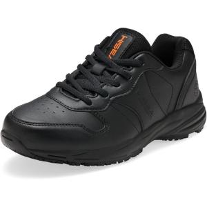 imageHISEA Non Slip Shoes for Women Food Service Water ampamp Oil Resistant Breathable Lightweight Comfortable Lace Up Womens Work Shoes Slip Resistant Work Shoes for Chef Kitchen RestaurantBlack