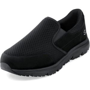 imageHISEA Slip Resistant Shoes for Men Water ampamp Oil Resistant Breathable Comfortable Slip on Chef Men Work Shoes Lightweight Walking Standing Shoes for Kitchen Restaurant Healthcare Workers Black