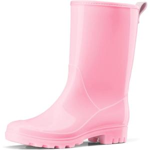 imageHISEA Womens Mid Calf Rain Boots Waterproof Garden Shoes AntiSlipping Rainboots for Ladies with Comfort Insole Short Wellies Rubber Rain Shoes Outdoor Work BootsPink