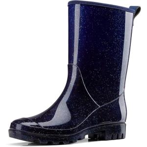 imageHISEA Womens Mid Calf Rain Boots Waterproof Garden Shoes AntiSlipping Rainboots for Ladies with Comfort Insole Short Wellies Rubber Rain Shoes Outdoor Work BootsStarry Blue