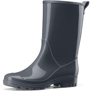 imageHISEA Womens Mid Calf Rain Boots Waterproof Garden Shoes AntiSlipping Rainboots for Ladies with Comfort Insole Short Wellies Rubber Rain Shoes Outdoor Work BootsGrey