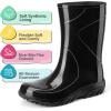 imageHISEA Kids Rain Boots for Girls Boys Seamless Waterproof Rubber Rain Shoes for Toddler Little ampamp Big KidBlack