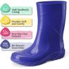 imageHISEA Kids Rain Boots for Girls Boys Seamless Waterproof Rubber Rain Shoes for Toddler Little ampamp Big KidBlue