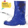 imageHISEA Kids Rain Boots for Girls Boys Seamless Waterproof Rubber Rain Shoes for Toddler Little ampamp Big KidBlue