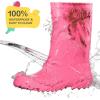 imageHISEA Kids Rain Boots for Girls Boys Seamless Waterproof Rubber Rain Shoes for Toddler Little ampamp Big KidPink