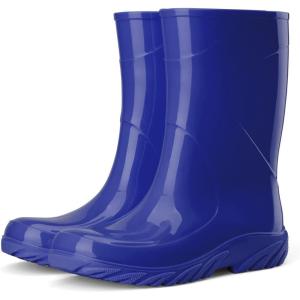 imageHISEA Kids Rain Boots for Girls Boys Seamless Waterproof Rubber Rain Shoes for Toddler Little ampamp Big KidBlue