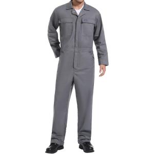 imageHISEA Mens Long Sleeve Coverall Stain ampamp Wrinkle Resistant Mens Work Coverall with Multi PocketsGray