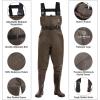 imageFishing Waders for Men with Boots Womens Chest Waders 2Ply NylonPVC Waterproof for Hunting with Boot HangerBrown