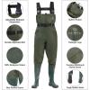 imageFishing Waders for Men with Boots Womens Chest Waders 2Ply NylonPVC Waterproof for Hunting with Boot HangerGreen