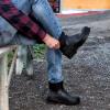 imageHISEA Mens Chelsea Rain Boots Rubber Ankle Short Boots for Men Waterproof Durable Insulated Mud Booties for Outdoor Garden WorkGreen