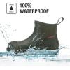 imageHISEA Mens Chelsea Rain Boots Rubber Ankle Short Boots for Men Waterproof Durable Insulated Mud Booties for Outdoor Garden WorkGreen