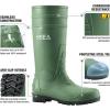 imageHISEA Mens Steel Toe Rain Boots PVC Rubber Boots Waterproof Garden Fishing Outdoor Work Boots Durable Slip Resistant Knee Boots for Agriculture and Industrial WorkingGreen