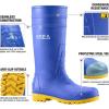 imageHISEA Mens Steel Toe Rain Boots PVC Rubber Boots Waterproof Garden Fishing Outdoor Work Boots Durable Slip Resistant Knee Boots for Agriculture and Industrial WorkingBlue