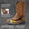 imageHISEA NINGO Mens Western Cowboy Boots Waterproof Square Toe SteelSoft Toe Work Boots Mens Slip On Pull On Safety Toe Leather Work Boots for Construction FarmingLight Brown 3