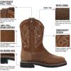 imageHISEA NINGO Mens Western Cowboy Boots Waterproof Square Toe SteelSoft Toe Work Boots Mens Slip On Pull On Safety Toe Leather Work Boots for Construction FarmingLight Brown 3