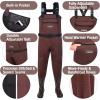 imageHISEA Neoprene Fishing Chest Waders for Men with Boots Cleated Bootfoot Waterproof Mens Womens Wader Fishing ampamp Hunting WaderBrown