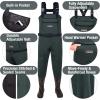imageHISEA Neoprene Fishing Chest Waders for Men with Boots Cleated Bootfoot Waterproof Mens Womens Wader Fishing ampamp Hunting WaderGreen