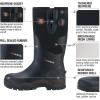 imageHISEA Rubber Hunting Boots for Men Waterproof Rain Boots for Mud Working Farming Fishing Adjustable CalfBlack