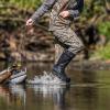 imageHISEA Rubber Hunting Boots for Men Waterproof Rain Boots for Mud Working Farming Fishing Adjustable CalfBlack