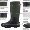 imageHISEA Upgraded Rain Boots for Men Waterproof Insulated Rubber Neoprene Boots with Steel Shank Durable AntiSlip Outdoor Work Boots for Hunting Gardening Farming Fishing Mud Working Adjustable CalfGreen