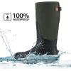 imageHISEA Upgraded Rain Boots for Men Waterproof Insulated Rubber Neoprene Boots with Steel Shank Durable AntiSlip Outdoor Work Boots for Hunting Gardening Farming Fishing Mud Working Adjustable CalfGreen
