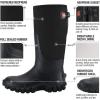 imageHISEA Upgraded Rain Boots for Men Waterproof Insulated Rubber Neoprene Boots with Steel Shank Durable AntiSlip Outdoor Work Boots for Hunting Gardening Farming Fishing Mud Working Adjustable CalfBlack