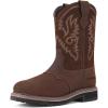 imageHISEA NINGO Mens Western Cowboy Boots Waterproof Square Toe SteelSoft Toe Work Boots Mens Slip On Pull On Safety Toe Leather Work Boots for Construction FarmingDark Brown 2
