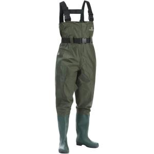imageFishing Waders for Men with Boots Womens Chest Waders 2Ply NylonPVC Waterproof for Hunting with Boot HangerGreen