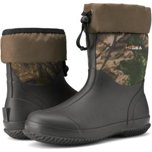 imageHISEA Mens Rain Boots Garden Boots Waterproof Neoprene Rubber Boots Men Women Adjustable Ankle Height Insulated Mud Boots Garden ShoesCamo