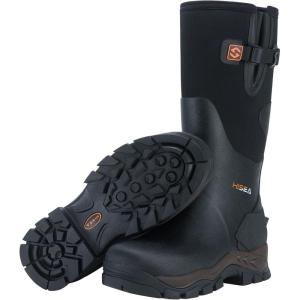 imageHISEA Rubber Hunting Boots for Men Waterproof Rain Boots for Mud Working Farming Fishing Adjustable CalfBlack