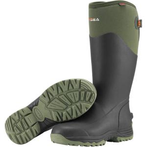 imageHISEA Rubber Rain Boots for Men Waterproof Insulated Neoprene Hunting Boots Durable AntiSlip Outdoor Mud Boots for Hunting Gardening Farming Fishing Yard Working Adjustable CalfGreen