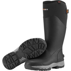 imageHISEA Rubber Rain Boots for Men Waterproof Insulated Neoprene Hunting Boots Durable AntiSlip Outdoor Mud Boots for Hunting Gardening Farming Fishing Yard Working Adjustable CalfBlack