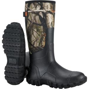 imageHISEA Upgraded Rain Boots for Men Waterproof Insulated Rubber Neoprene Boots with Steel Shank Durable AntiSlip Outdoor Work Boots for Hunting Gardening Farming Fishing Mud Working Adjustable CalfCamo