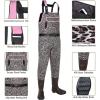 imageHISEA Womens Chest Waders Leopard Duck Hunting Waders for Women with Boots Neoprene Fishing WadersPink Leopard