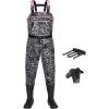 imageHISEA Womens Chest Waders Leopard Duck Hunting Waders for Women with Boots Neoprene Fishing WadersArabian Leopard