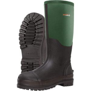 imageHISEA Mens Rubber Neoprene Rain Boots Snow Boots  Tall Warm Waterproof Mens Winter Boots Durable Slip Resistant Boots for Men Outdoor Working Hunting FishingGreen