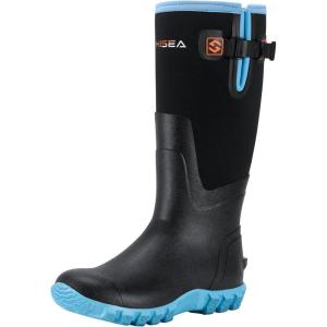 imageHISEA Womens Mid Calf Rain Boots Waterproof Rubber Boot for Garden Mud WorkingBlue