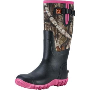 imageHISEA Womens Mid Calf Rain Boots Waterproof Rubber Boot for Garden Mud WorkingCamo