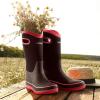 imageHISEA Women Mud Boots Mid Calf Neoprene Rubber Boots with Pull on Handle Insulated Barn Boots Womens Waterproof Rain Boots Garden Shoes Womens Rainboots for Farm Gardening Hiking Hunting FishingBlack