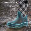 imageHISEA Women Mud Boots Mid Calf Neoprene Rubber Boots with Pull on Handle Insulated Barn Boots Womens Waterproof Rain Boots Garden Shoes Womens Rainboots for Farm Gardening Hiking Hunting FishingPlaid