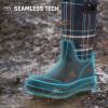 imageHISEA Women Mud Boots Mid Calf Neoprene Rubber Boots with Pull on Handle Insulated Barn Boots Womens Waterproof Rain Boots Garden Shoes Womens Rainboots for Farm Gardening Hiking Hunting FishingNavy Plaid