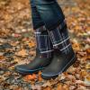 imageHISEA Women Mud Boots Mid Calf Neoprene Rubber Boots with Pull on Handle Insulated Barn Boots Womens Waterproof Rain Boots Garden Shoes Womens Rainboots for Farm Gardening Hiking Hunting FishingNavy Plaid
